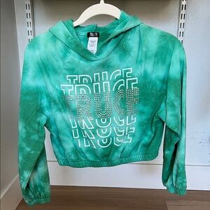 Green Tie-Dye Hoodie with Rhinestone Detail